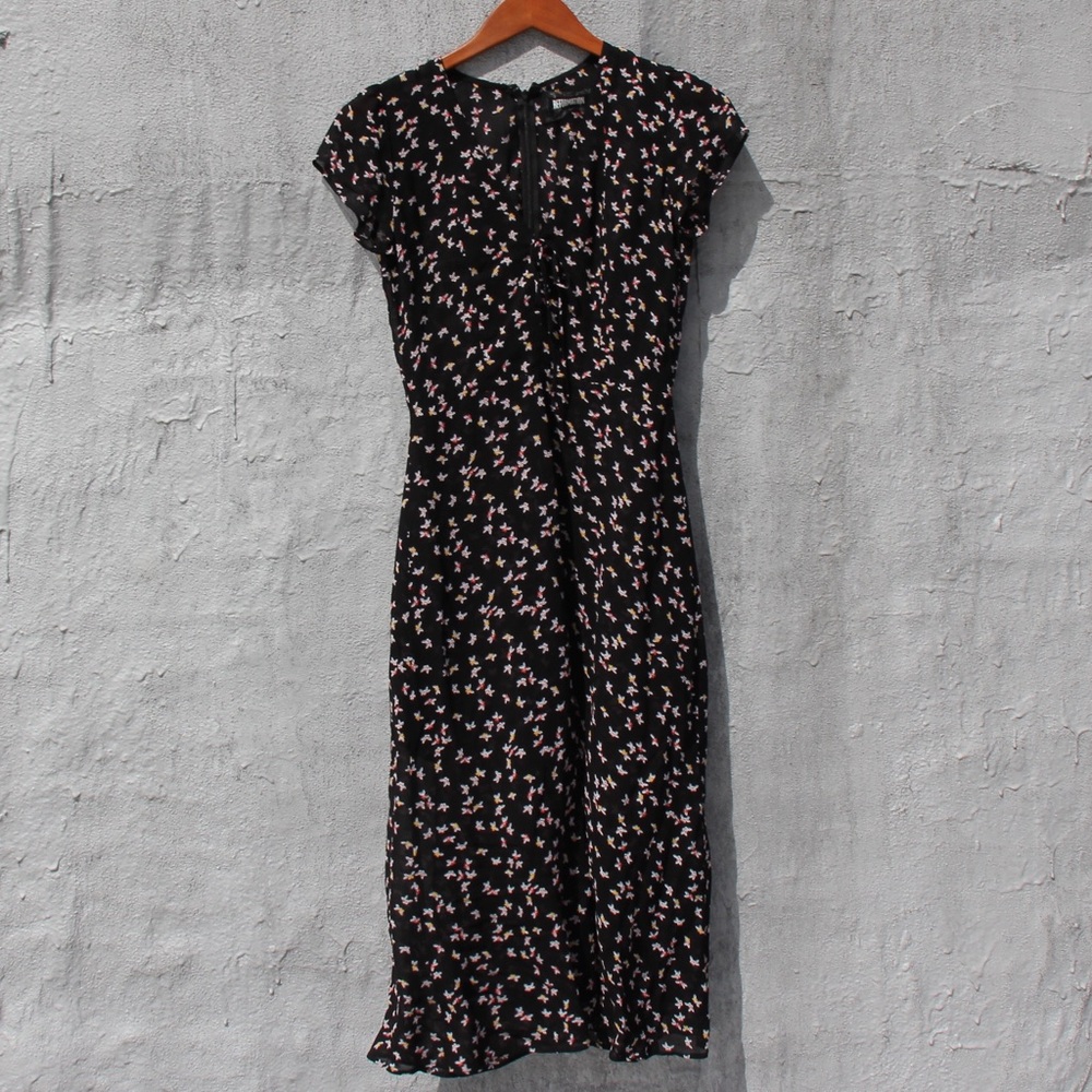 Reformation Mid Length Floral Black Dress